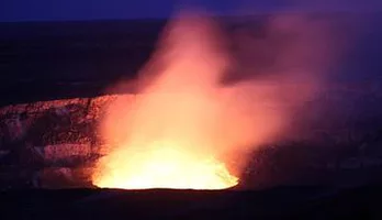 Photo of Deluxe Volcano Glow Tour with Lava Waterfall and Dinner